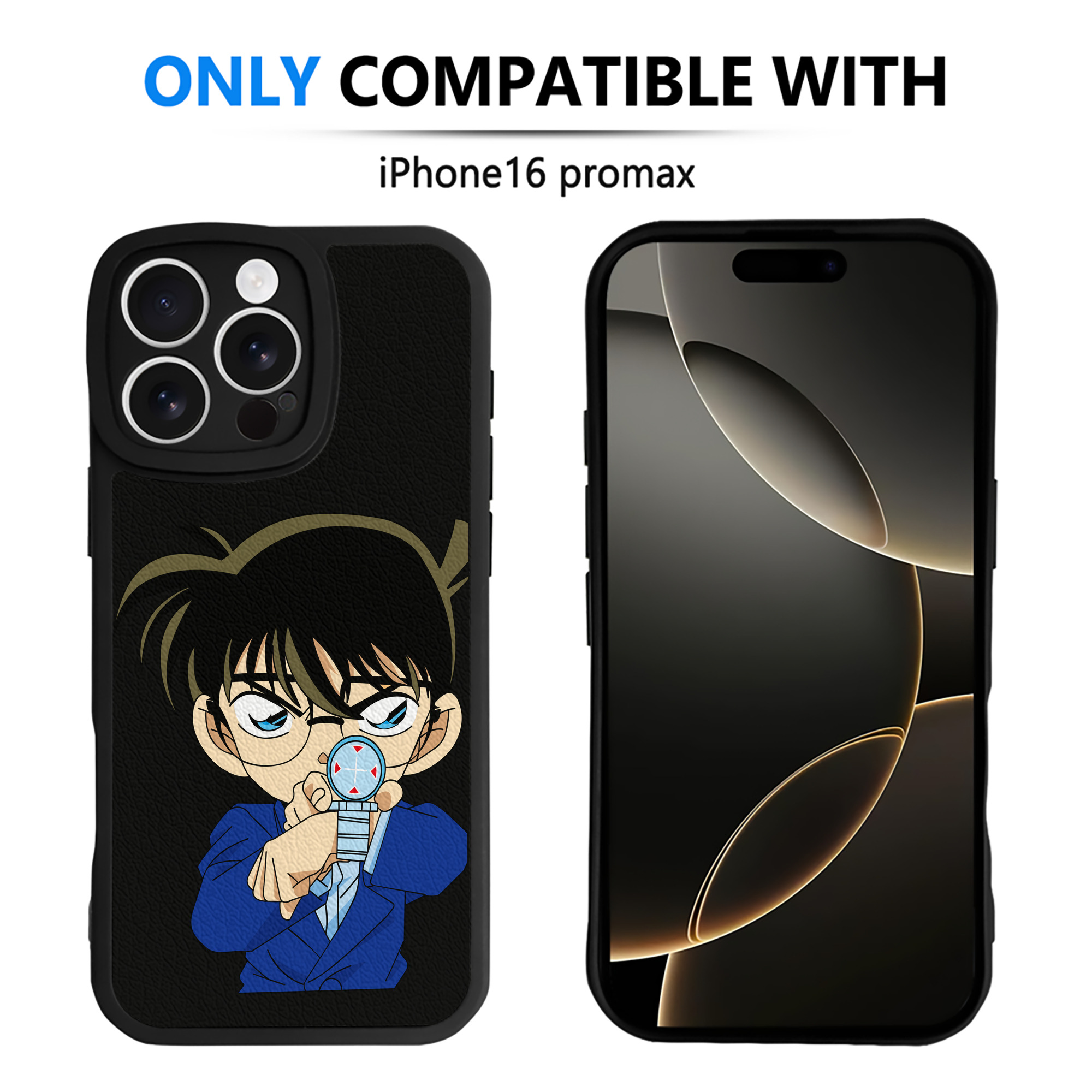 （画像用） 名探偵コナン 江戸川 コナン Detective Conan Conan Edogawa 【iPhone 16シリーズ対応】シリコンスマホケース（レザー調） 材質：シリコン